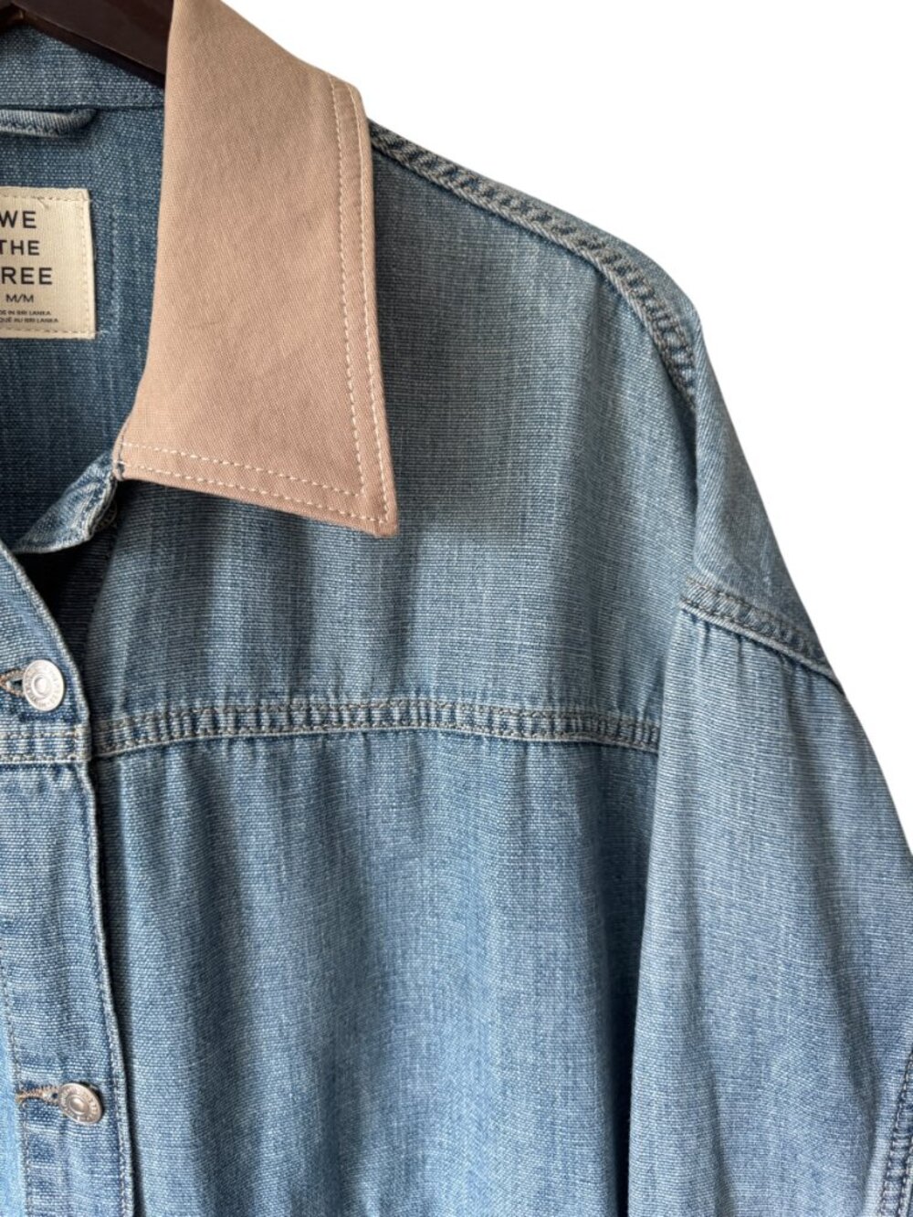 We The Free Lemon Denim Jacket Size Med Denim Oversized Chore Barn Style Pockets - Picture 11 of 12